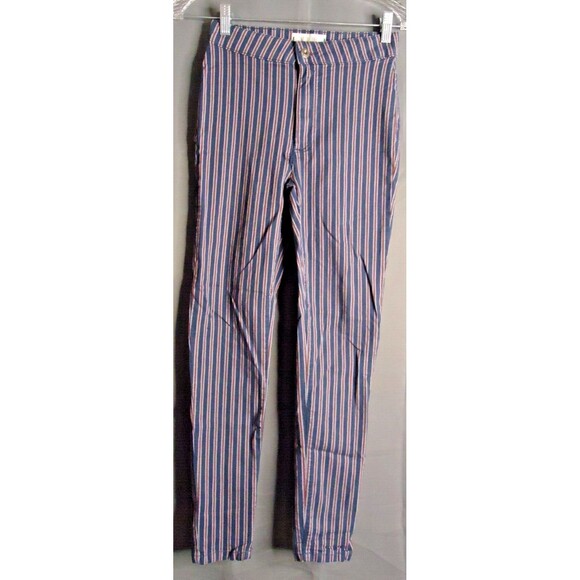 We The Free People Size 26 Red White Blue Striped USA Skinny Stretch Pants - Picture 2 of 9